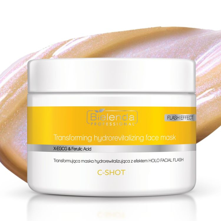 Bielenda Professional C-Shot Transformująca Maska Hydrorewitalizująca Efekt Holo Facial Flash Etylowana Witamina C Kwas Ferulowy X-EGCG 150ml