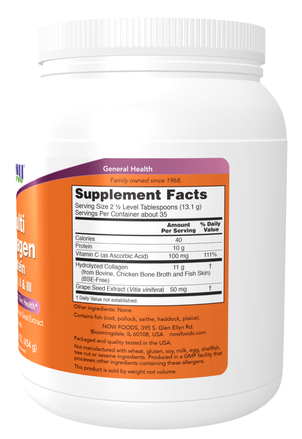 Now Foods Multi Collagen Protein Wieloskładnikowe Białko Kolagenowe I II i III 454g