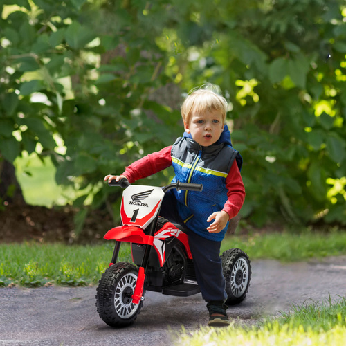 HOMCOM 6V Kids Motorbike, Three-Wheel Kids Electric Motorbike with Horn, Startup Sound for Ages 18-36 Months - Red