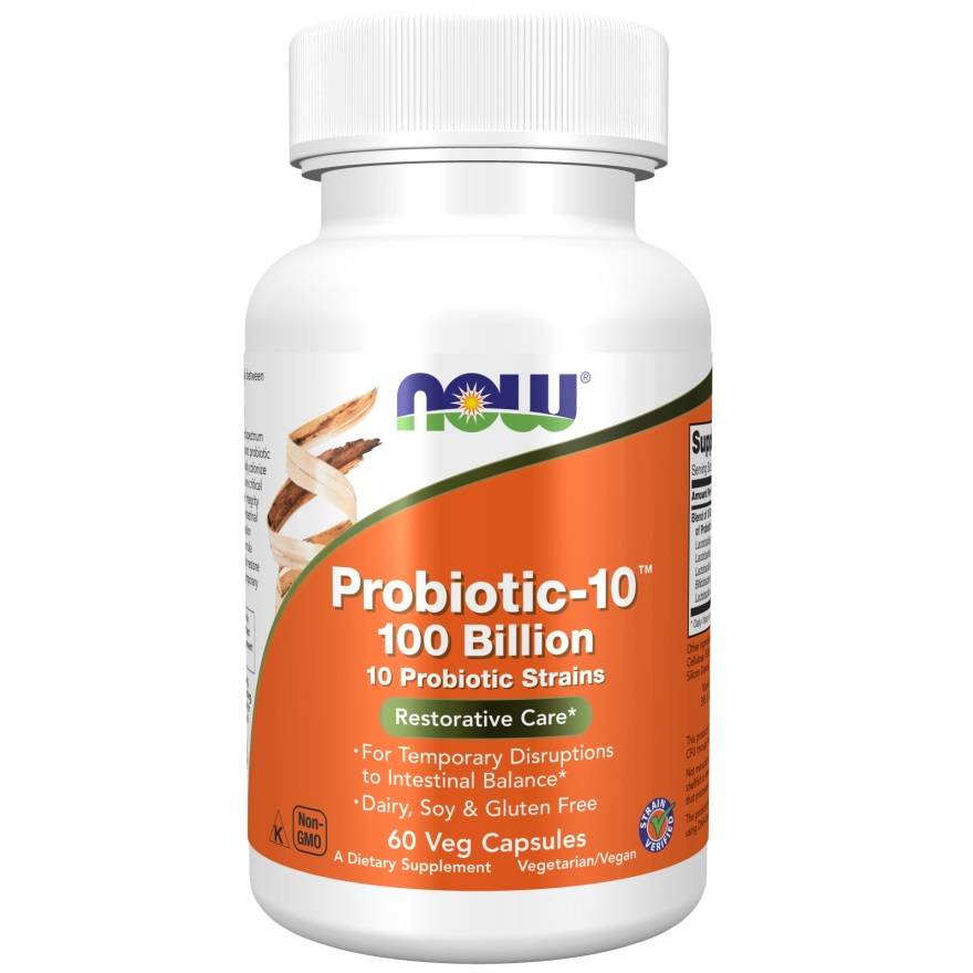 Now Foods Probiotic-10 100 Billion Wsparcie dla Układu Pokarmowego  60 Kapsułek
