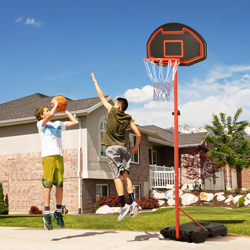 HOMCOM Basketball Hoop Outdoor, Portable Basketball Hoop and Stand with Weighted Base, Portable on Wheels, 1.55-2.1m, for Teens, Juniors, Adults, Black