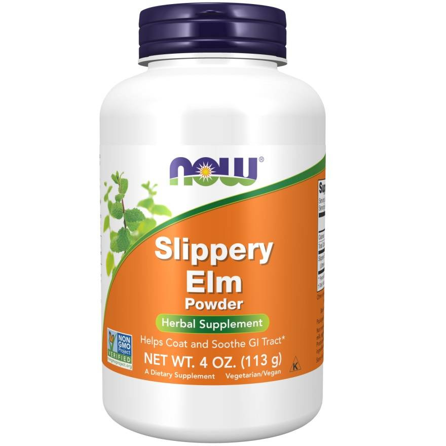 Now Foods Slippery Elm Powder Wiąz Czerwony Wspiera Układ Pokarmowy 113g