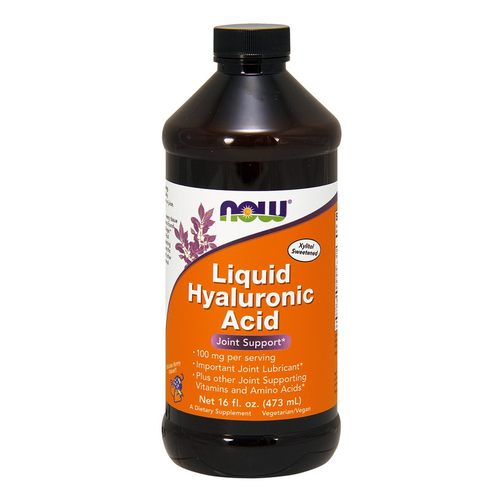 NOW Foods Liquid Hyaluronic Acid 100 mg with Vitamin D Amino Acids and Xylitol for Joint Flexibility and Radiant Skin 473ml