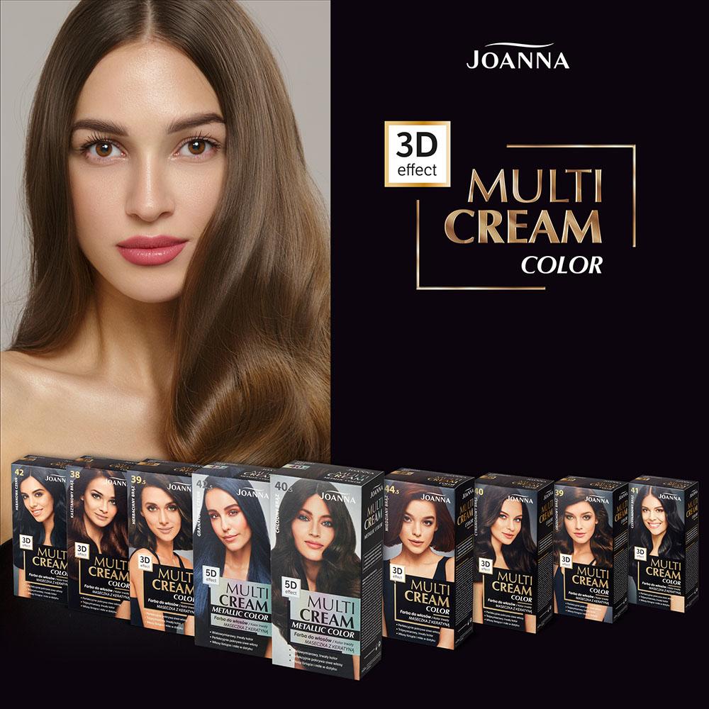Joanna Multi Cream Color Farba do Włosów z Efektem 3D z Długotrwałym Efektem Nr 42 Hebanowa Czerń 1 Sztuka