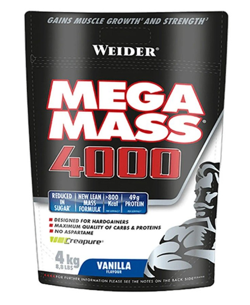 Weider Mega Mass 4000, Vanilla - 4000g