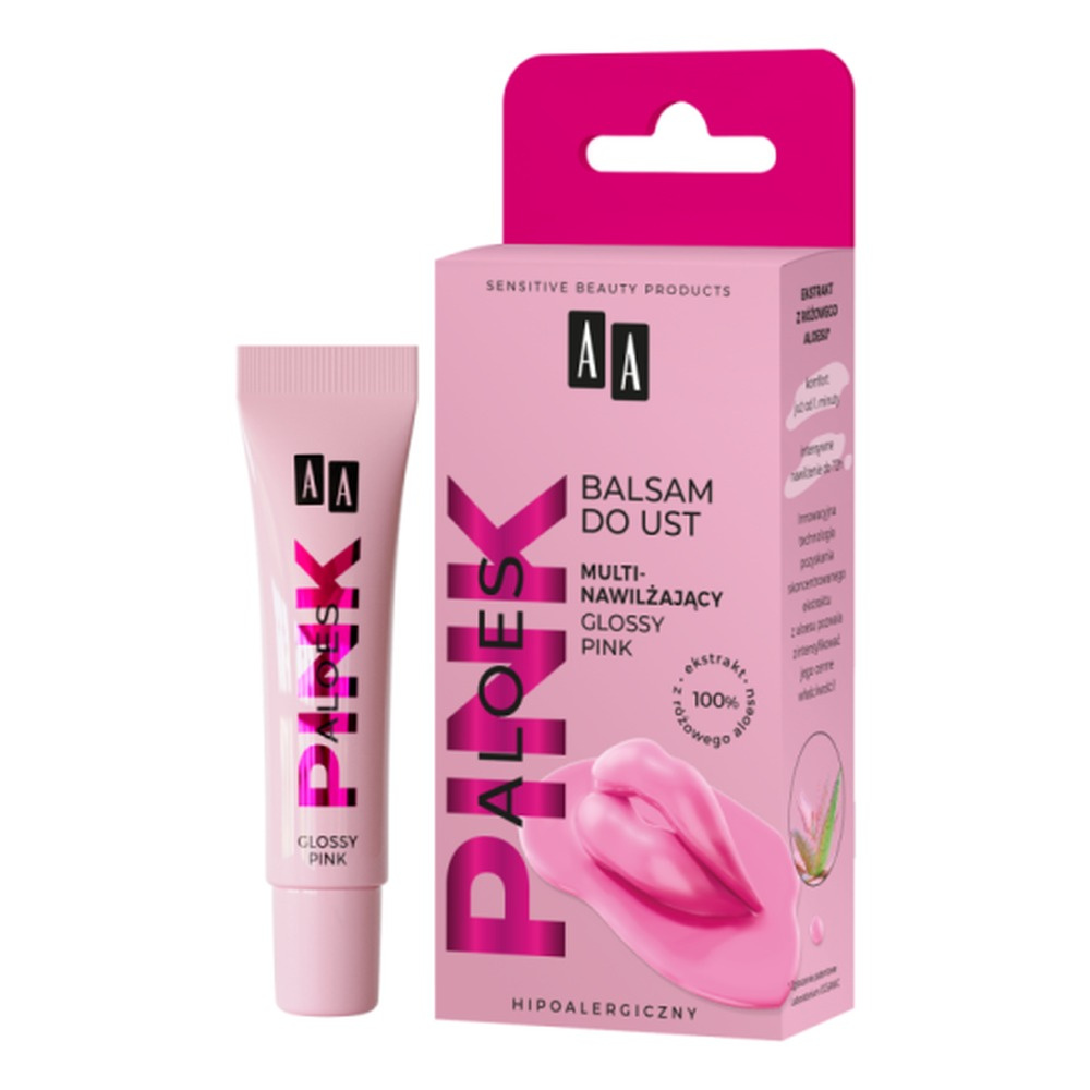 Aa Pink Aloe Vera Multinawilżający Balsam Do Ust Połyskujący Różowy 10g