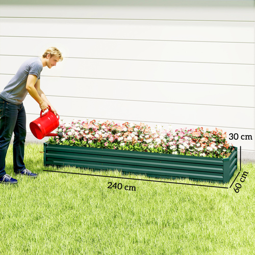 Outsunny 60 x 240cm Galvanised Steel Planter, with Open Bottom