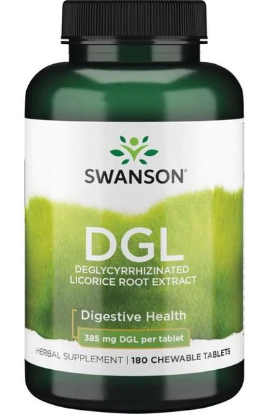 Swanson DGL 385mg Deglycyrrhizinated Licorice Helps Relieve Stomach Discomfort 180 Chewable Tablets