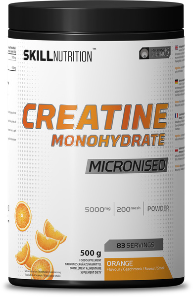 Skill Nutrition Micronised Creatine Monohydrate Orange 500g for Muscle Growth