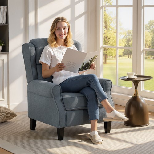 HOMCOM Recliner Armchair with Extended Leg Rest - Grey