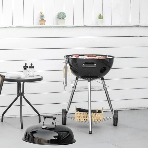 Outsunny Portable Kettle Charcoal Grill - Black