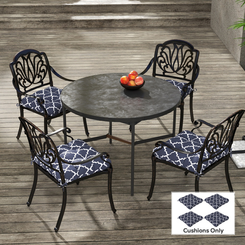Outsunny 4-Piece Seat Cushion Pillows Replacement, Patio Chair Cushions Set with Ties for Indoor Outdoor, Blue
