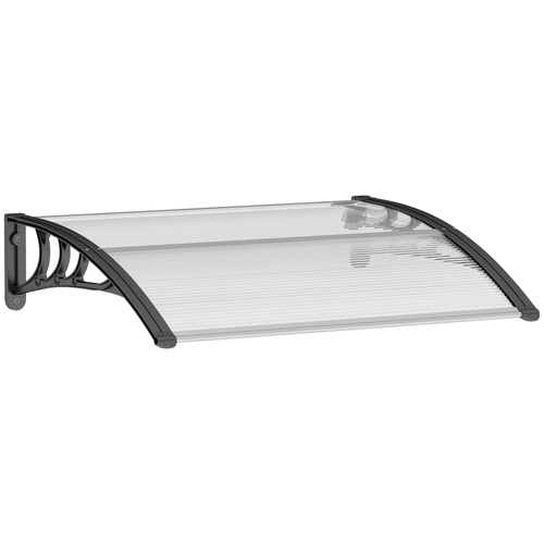 Outsunny Front Door Canopy Outdoor Awning Aluminium Rigid Plastic Polycarbonate Rain Shelter UV Water Rain Resistant 120 x 75cm White