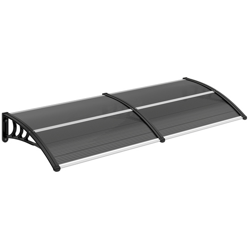 Outsunny Front Door Canopy Outdoor Awning Aluminium Rigid Plastic Polycarbonate Rain Shelter UV Water Rain Resistant 196 x 75cm Black
