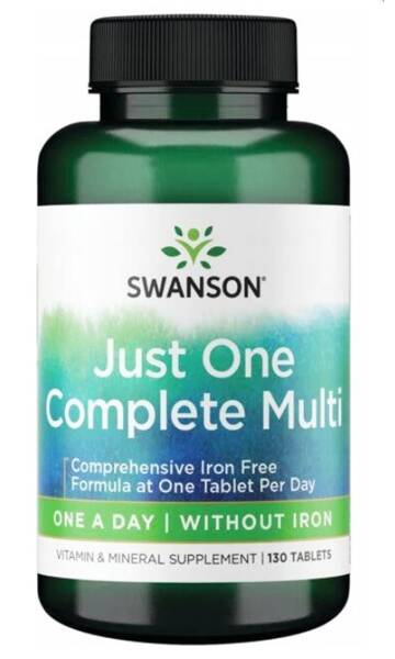 Swanson Just One Complete Multi without Iron Multiwitaminy 130 Tabletek