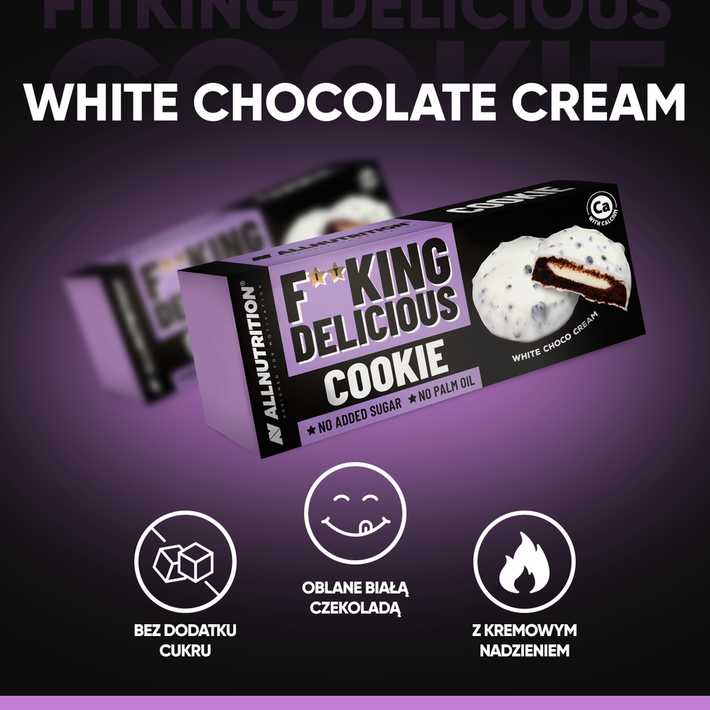 Allnutrition Fitking Delicious Cookie White Choco Cream Crispy Cocoa Cookies 128g