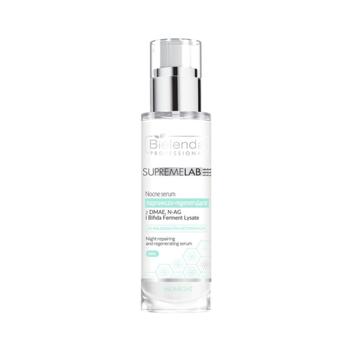 Bielenda Professional Supremelab Night Serum Repairing and Regenerating with DMAE N-AG Bifida Ferment Lysate for Mature Dry and Dehydrated Skin 30ml