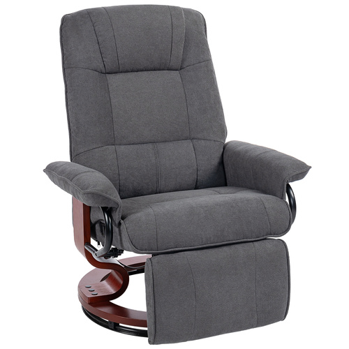 HOMCOM Reclining Swivel Chair, with Footrest - Grey