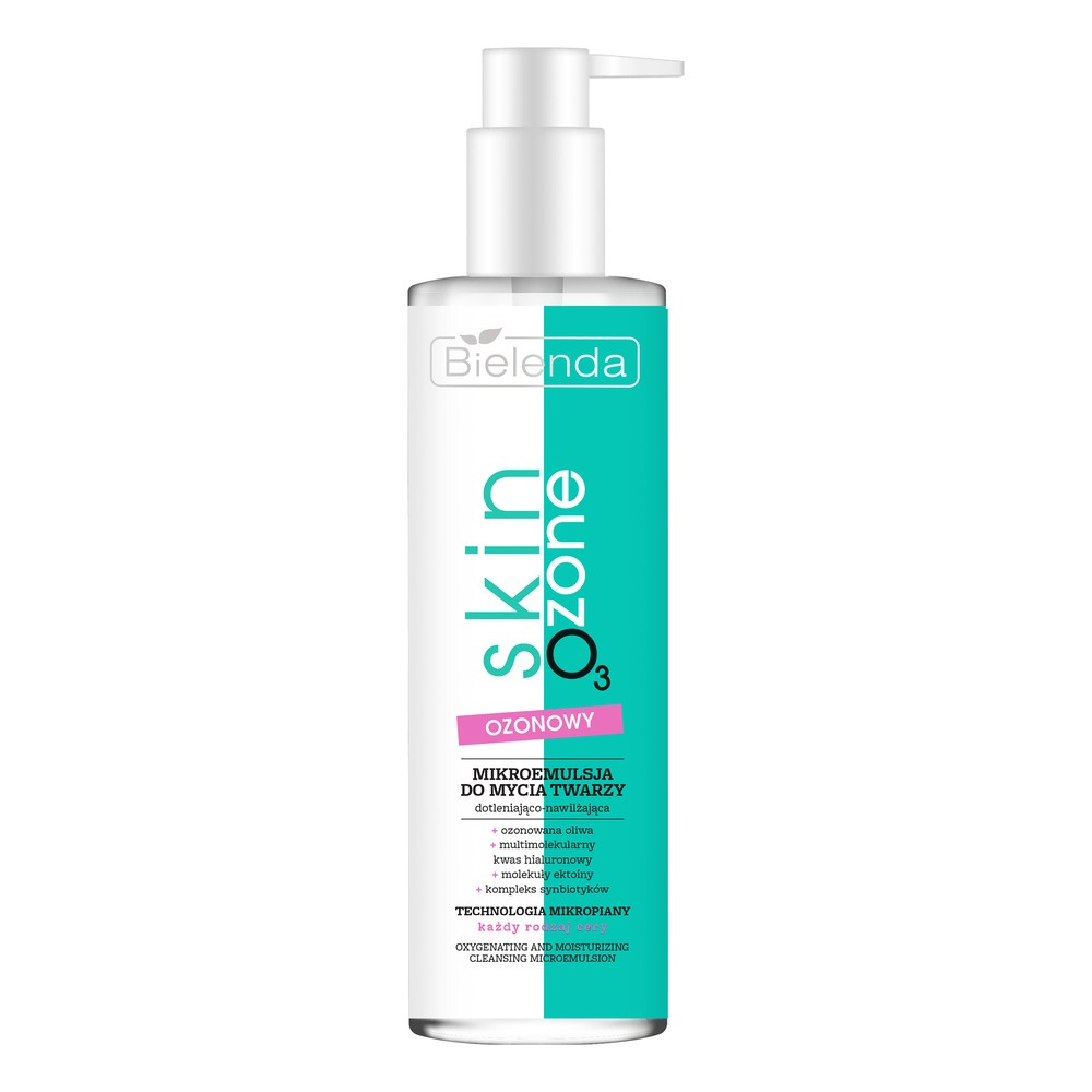 Bielenda Skin O3 Zone Ozone Dotleniająco - Nawilżająca Ozonowa Mikroemulsja do Mycia Twarzy dla każdego Rodzaju Skóry 195ml