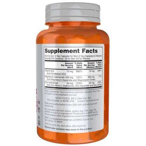 Now Foods ZMA Sports Recovery Wsparcie Organizmu 90 Kapsułek