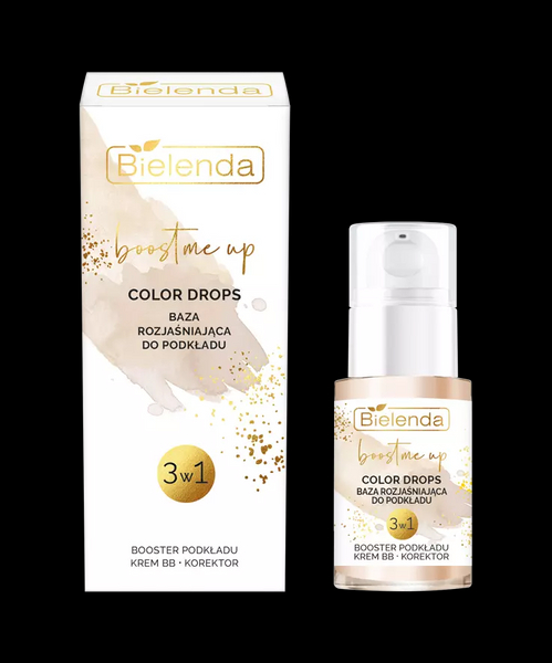 Bielenda Boost Me Up Color Drops Baza Rozjaśniająca 3w1 Booster Podkładu Krem BB Korektor 15ml