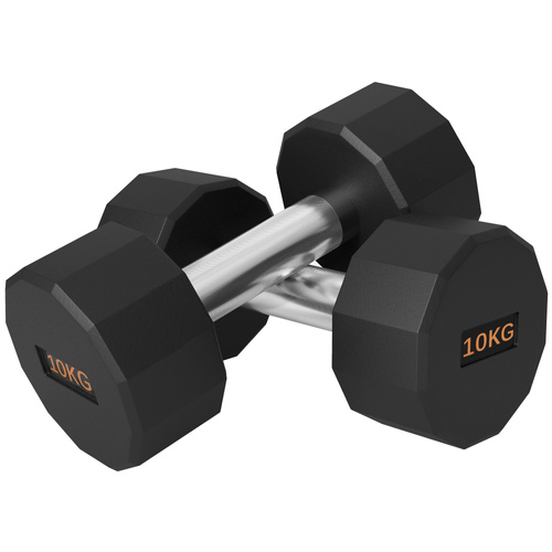 SPORTNOW Dumbbells Weights Set with 12-Sided Shape and Non-Slip Grip for Men Women Home Gym Workout, 2 x 10kg