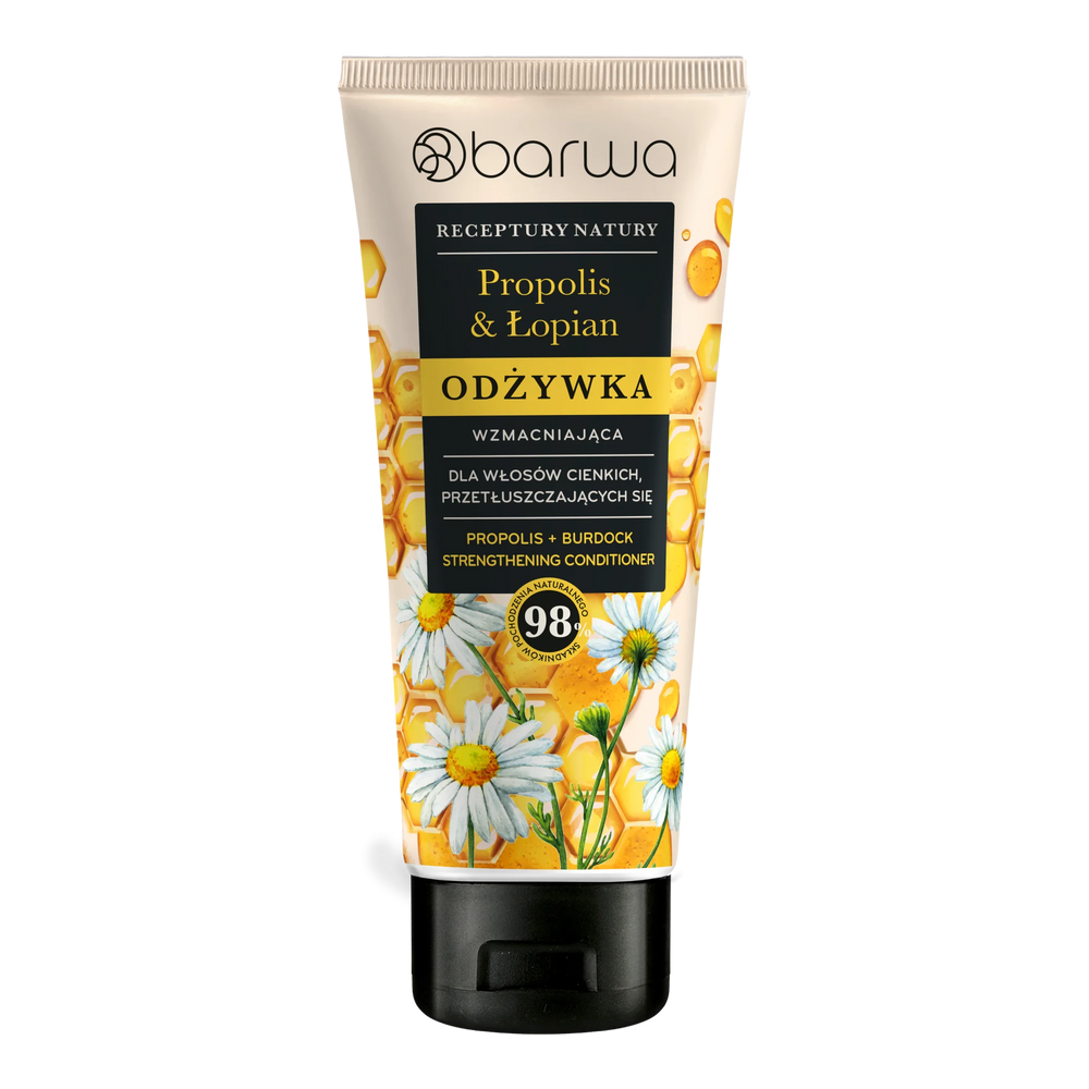 Barwa Receptury Natury Wzmacniająca Odżywka Propolis Łopian dla Włosów Cienki i  Przetłuszczających Się 200ml