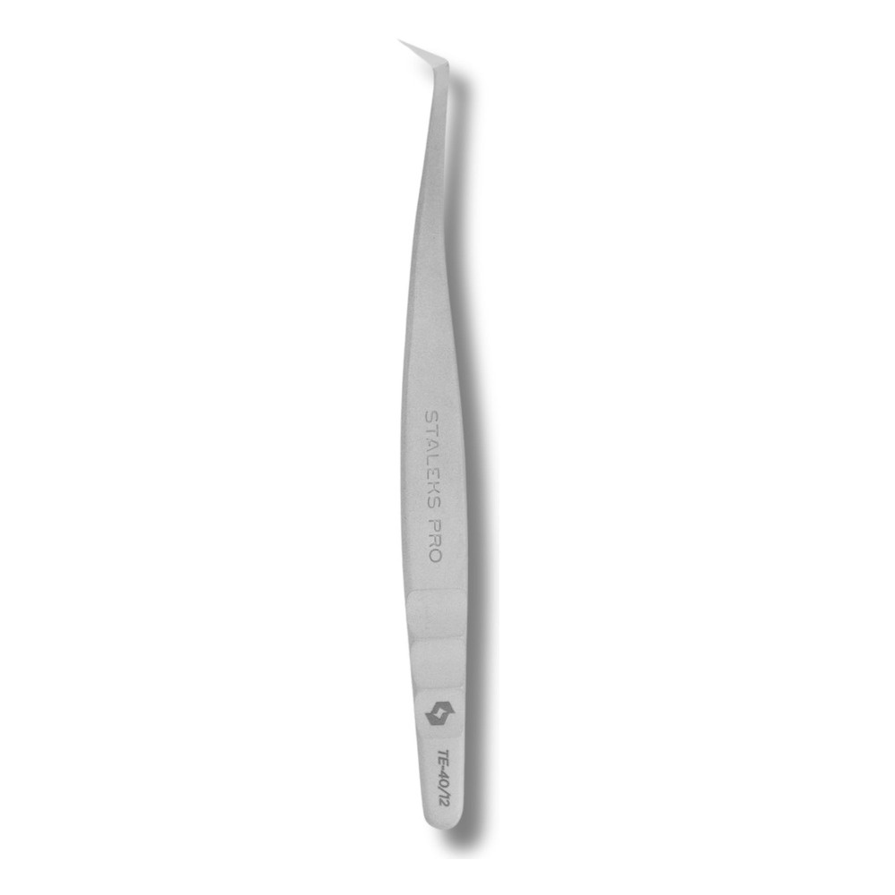 Staleks Pro Profesjonalna Pęseta do Rzęs EXPERT 40 TYPE 12 w Kształcie Litery L 65' 125mm 1 Sztuka