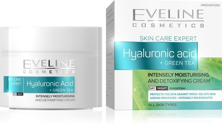 Eveline Hyaluronic Acid+Green Tea Intensywnie Nawilżający krem na Dzień i Noc 50ml