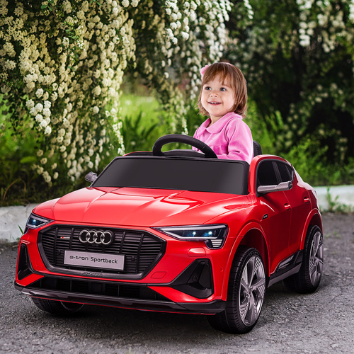 HOMCOM Audi E-tron Licensed 12V Kids Electric Ride on, Electric Car for Kids, with Parental Remote, Music Lights MP3, Suspension Wheels, for 3-5 Years, Red