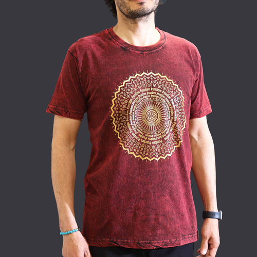 Medium Stone Washed T-Shirt - Mandala - Maroon