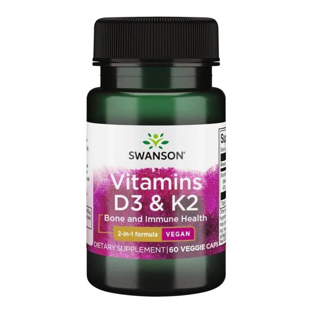 Swanson Vitamins D3 & K2, 50mcg & 75mcg - 60 vcaps