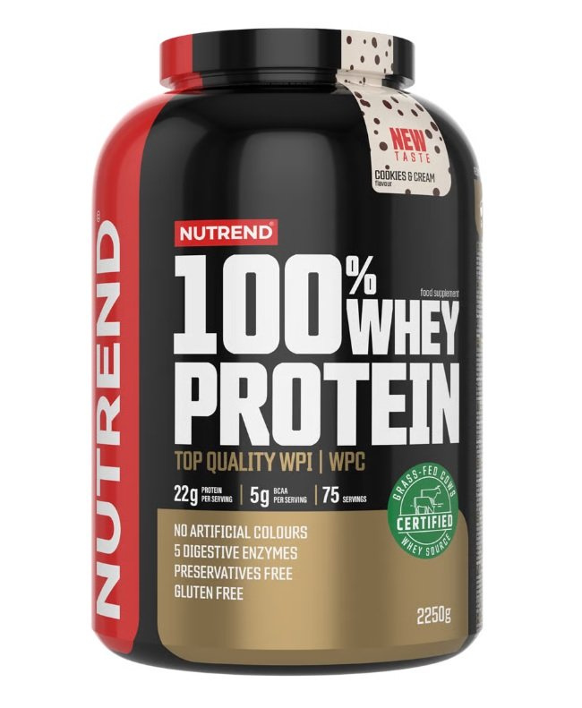 Nutrend 100% Whey Protein a Protein Supplement for Muscle Mass Building Cookies and Cream 2250g