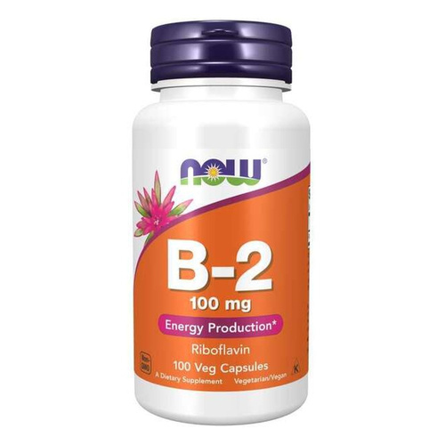 Now Foods Vitamin B-2 Ryboflawina 100mg Wspomaga Procesy Utleniania i Redukcji 100 Kapsułek