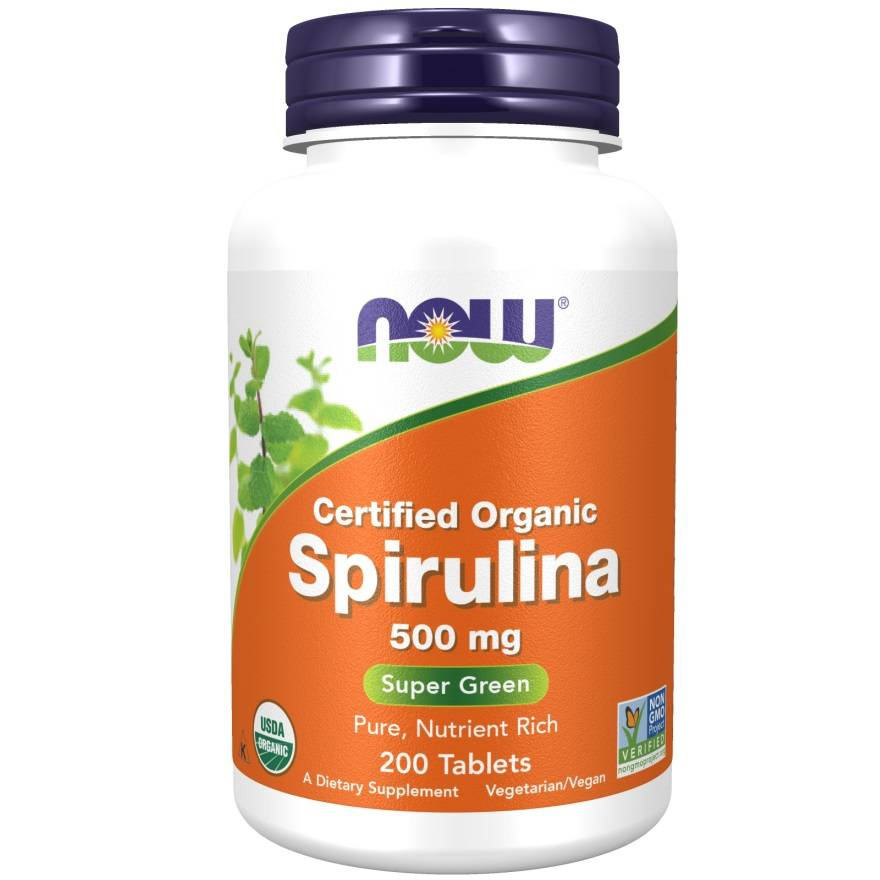 Now Foods Spirulina 500mg Wspiera Układ Krążenia Immunologiczny i Detoksykację 200 Tabletek