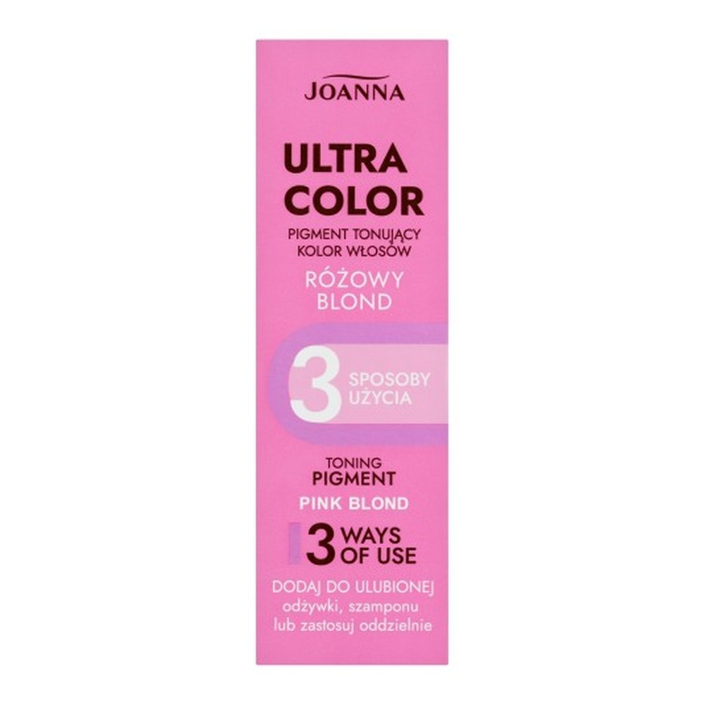 Joanna Ultra Color 3 Różowy Blond Pigment Tonujący Podkreśla i Odświeża Kolor Włosów Naturalnych i Farbowanych 100ml