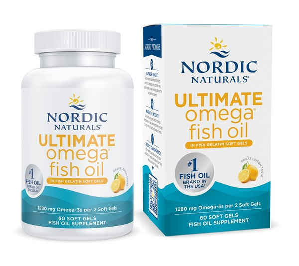 Nordic Naturals Ultimate Omega in Fish Gelatin Omega 3 Supplement for Brain and Heart Support 60 Softgels