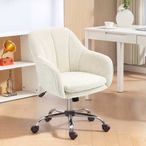 HOMCOM Snow Flannel Office Chair - Beige