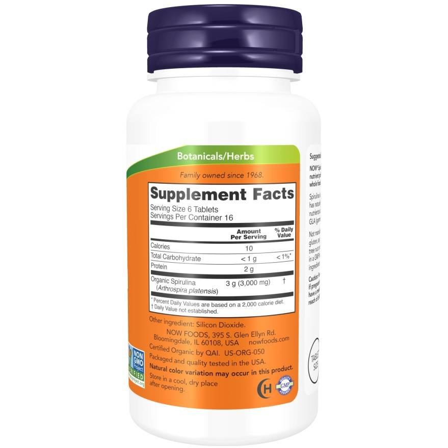 Now Foods Spirulina 500mg Wspiera Układ Krążenia Immunologiczny i Detoksykację 200 Tabletek