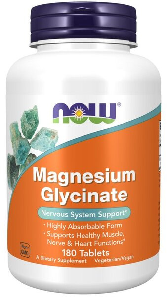 NOW Foods Glicynian Magnezu Wysoko Przyswajalny 180 Tabletek