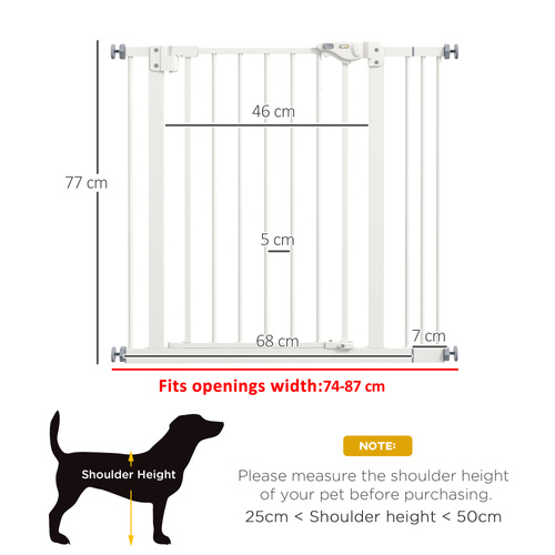PawHut Adjustable Safety Gate w/ One Extensions, Four Adjustable Screws, White