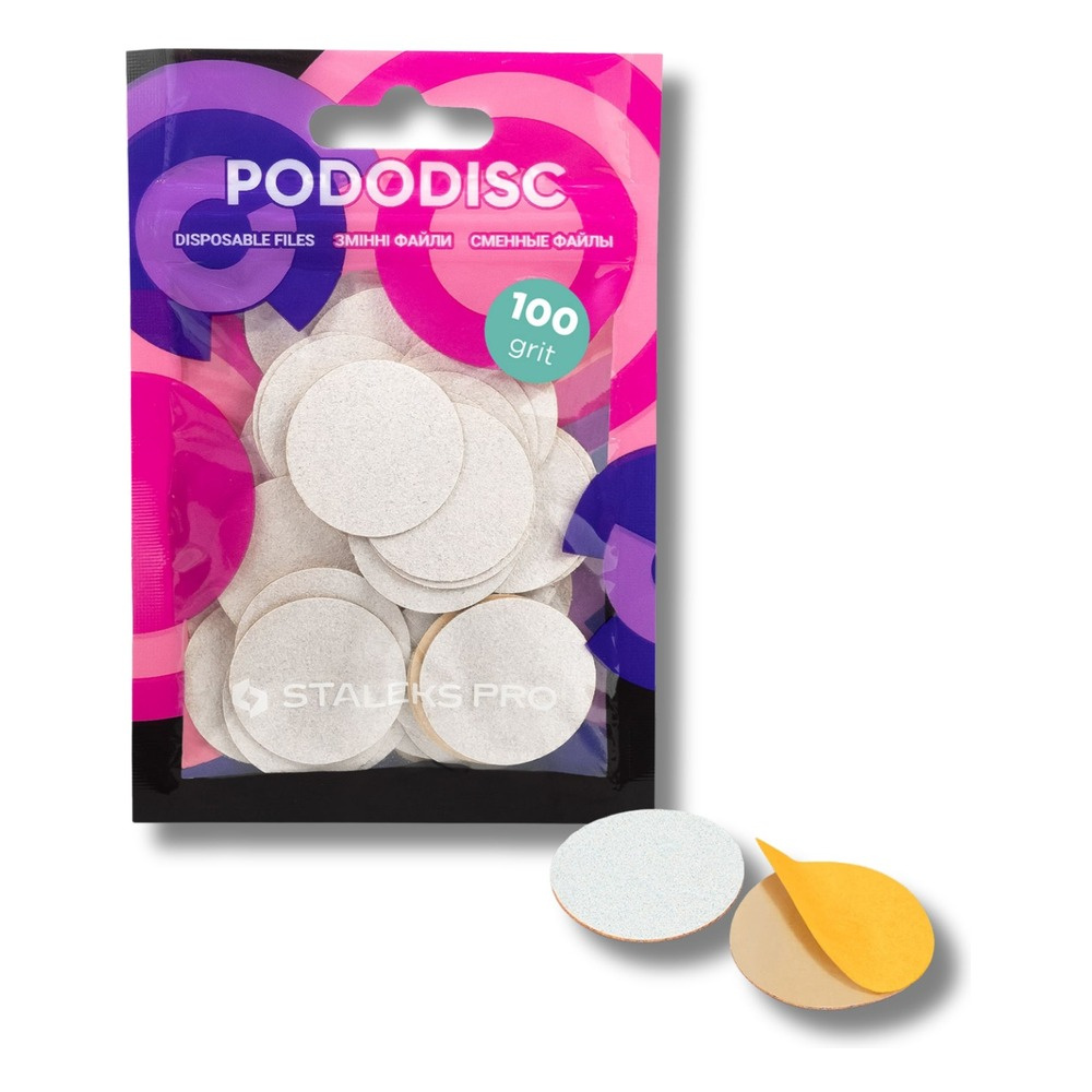 Staleks Pro Expert Disposable Pododisc Pedicure White Files  Size L Grit 100 50pcs