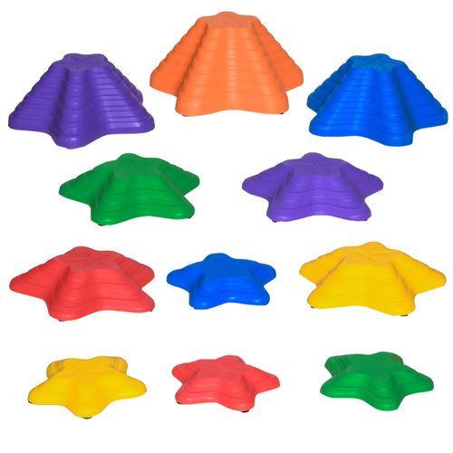 Outsunny 11-Piece Stepping Stones Kids, Starfish Style Non-slip Obstacle Course, Stackable Balance Blocks Garden Toys, Encourage Toddler Sensory Toys Indoor Outdoor - Multicoloured