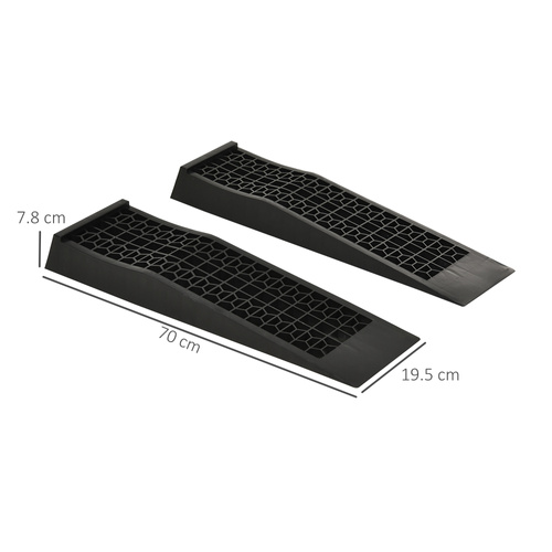 HOMCOM 2PCS Car Ramps, 3 Ton Low Entrance Plastic Curb Ramps with Anti-Slip Surface, Car Lift for Garage Workshop Cars SUVs Small Vans