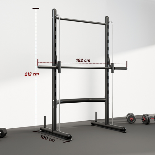 HOMCOM Adjustable Squat Rack, with Pull Up Bar, Barbell Bar for Home Gym