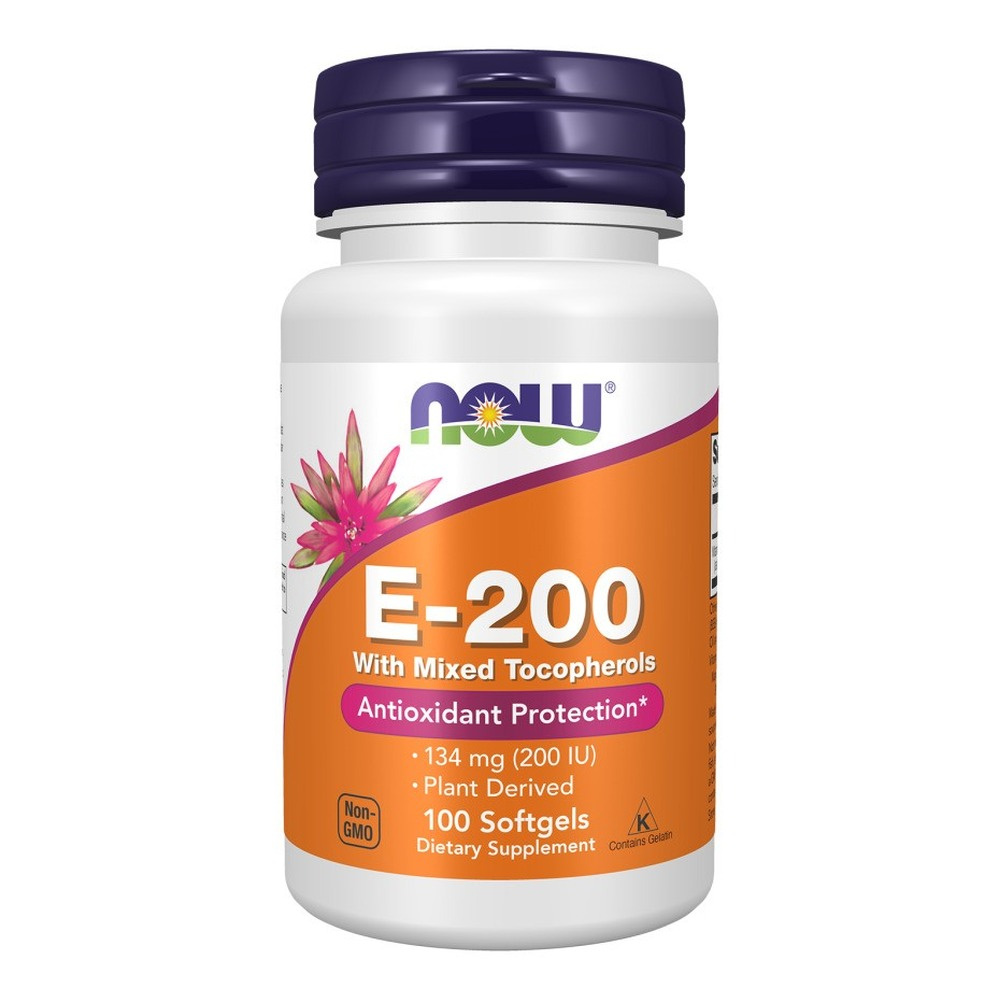 Now Foods Vitamin E-200 Natural Mixed Tocopherols Wspiera Odporność 100 Kapsułek