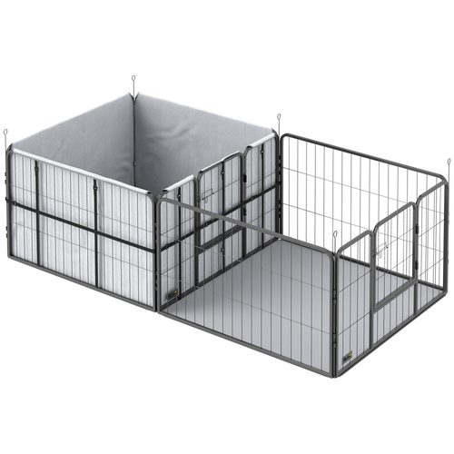 PawHut Seven-Panel Dog Whelping Box, Dog Playpen with Washable Whelping Pads, Wind-Resistant Fabric, for Small and Medium Dogs