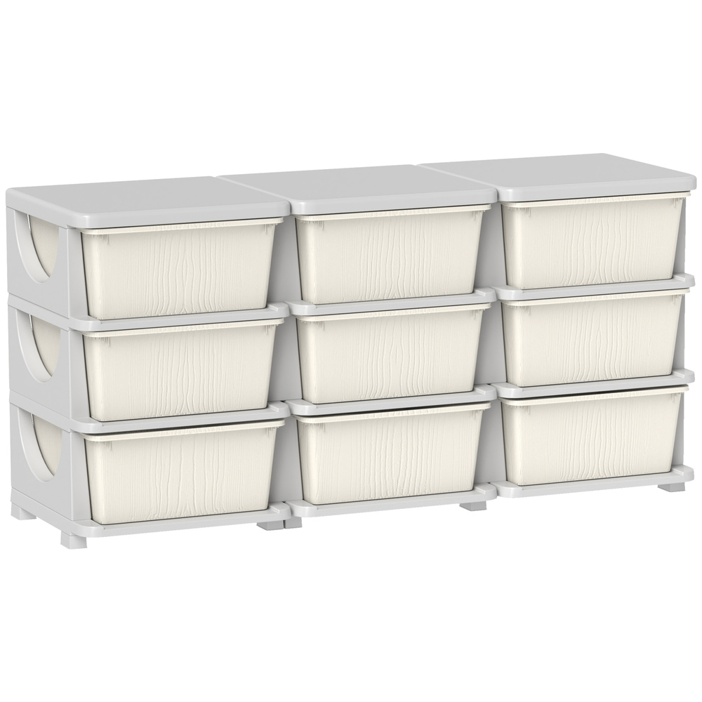 HOMCOM Kids Storage Unit, with Nine Drawers - Cream