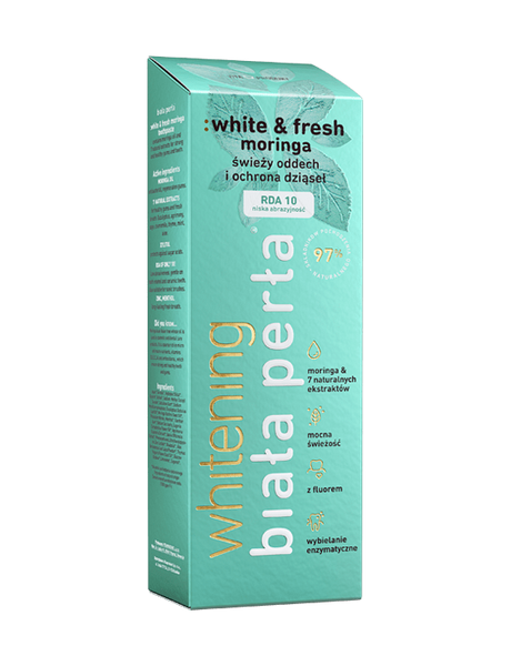 Biała Perła White & Fresh Moringa Ziołowa Pasta do Zębów Świeży Oddech i Ochrona Dziąseł 75ml