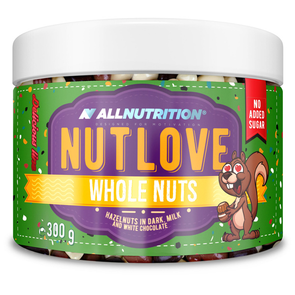 Allnutrition Nutlove Whole Nuts Hazelnuts in Dark Milk and White Chocolate 300g